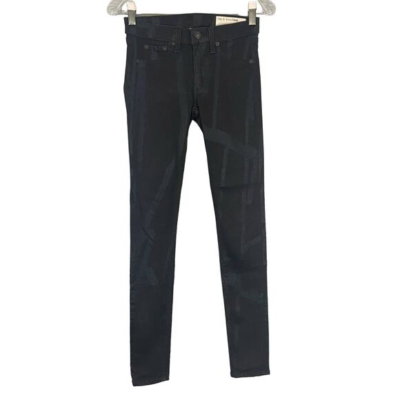 rag & bone Skinny Legging Black Abstract Pattern Stretch - Picture 1 of 7